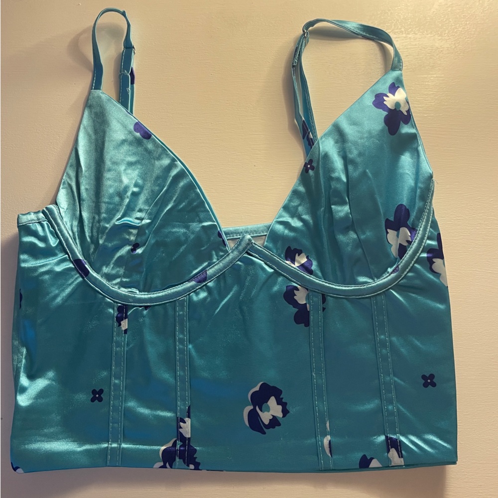 BLUE FLORAL Corset Top
